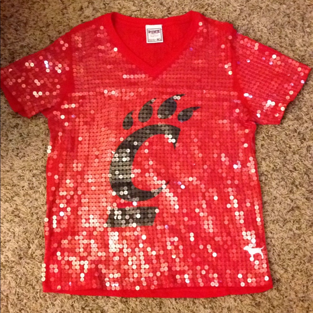 Victoria's Secret Red sequined collegiate shirt